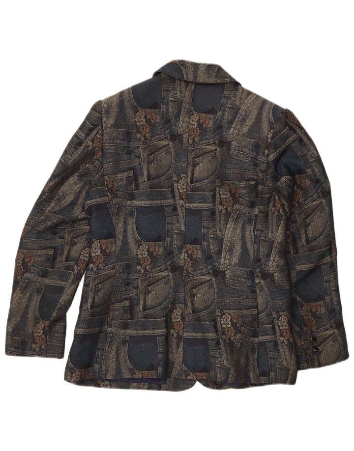 Carnet Veste Blazer 3 Boutons Femme UK 14 Moyen Bleu Marine Floral