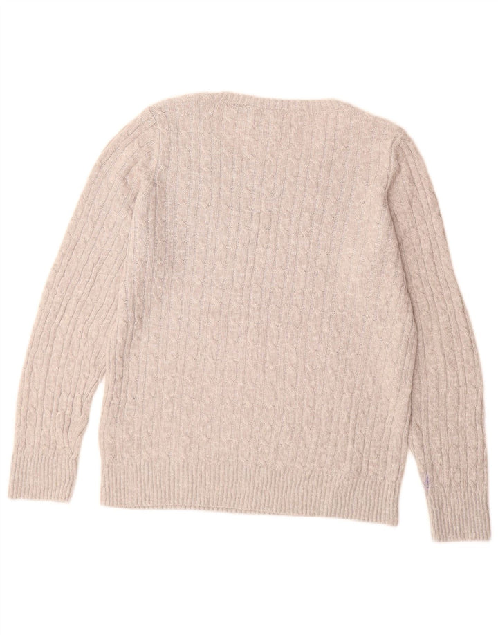 SUPERDRY Pull col bateau pour femme UK 14 Large Gris Acrylique