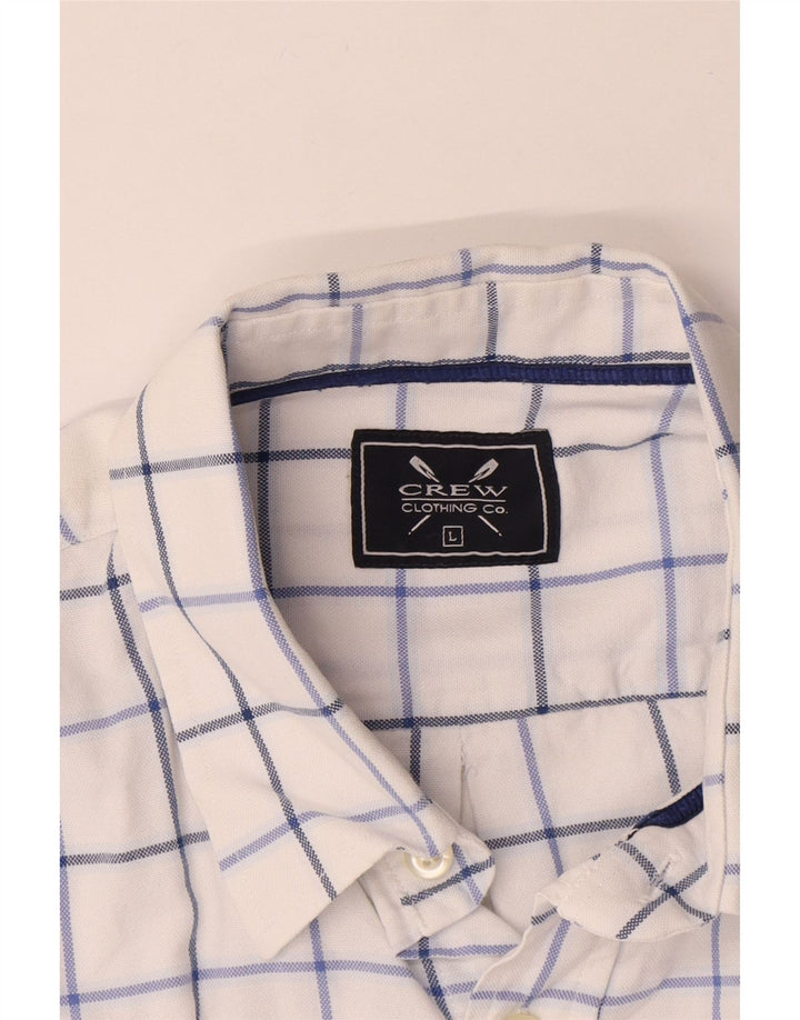 Crew Clothing Chemise Homme Grand Carreau Blanc Coton
