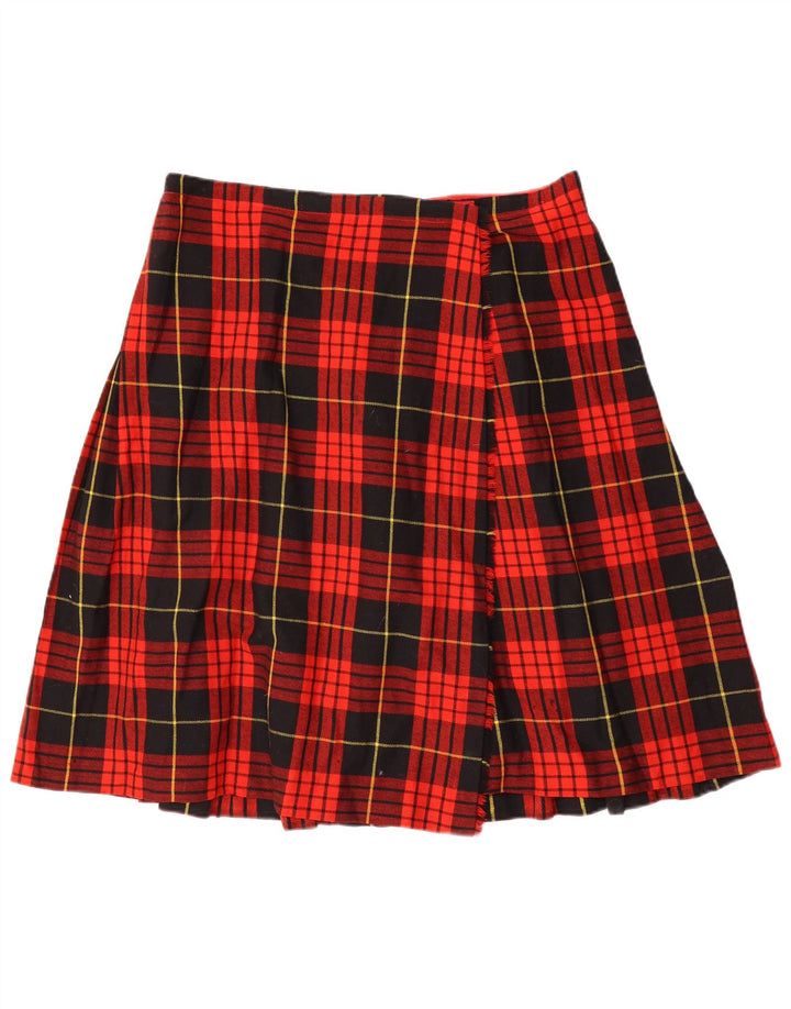 jupe portefeuille femme vintage W36 XL laine à carreaux rouge