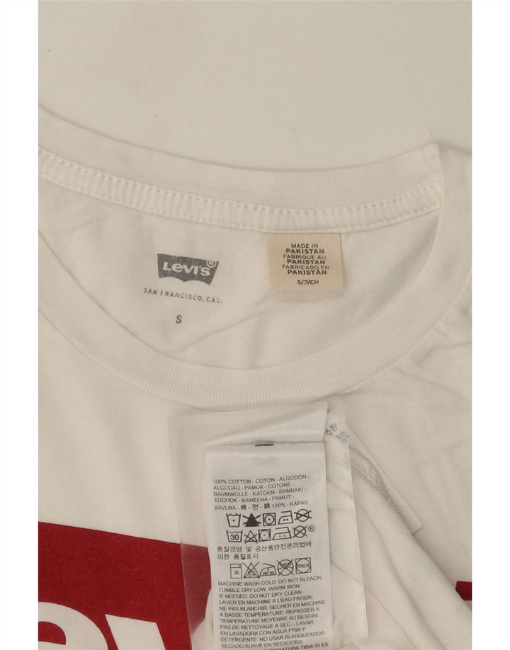 Levi's T-Shirt Graphique Femme UK 10 Petit Blanc Coton