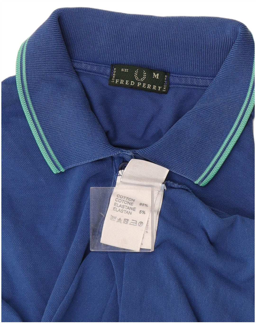 Fred Perry Polo Femme UK 12 Bleu Moyen Coton