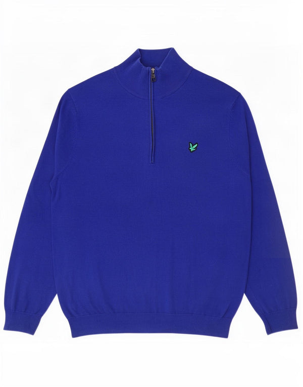 Lyle & Scott Pull à col zippé pour homme en coton bleu moyen