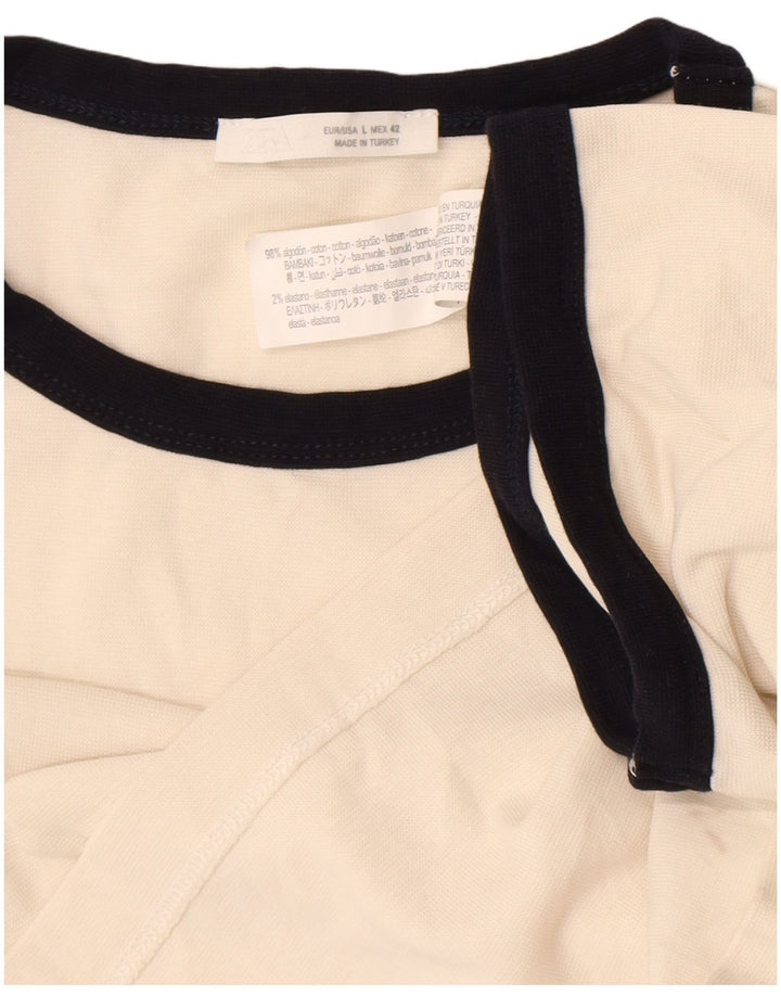 Zara Homme T-Shirt Top Large Blanc Cassé Coton