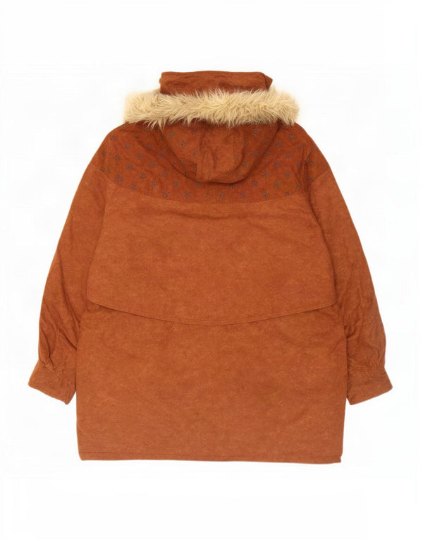 Veste Parka à capuche femme vintage UK 18 XL Beige Floral Polyester