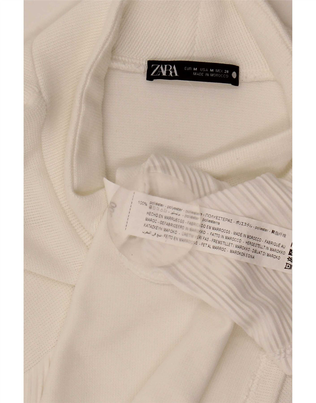 Zara Robe droite à manches longues pour femme UK 14 Polyester blanc moyen