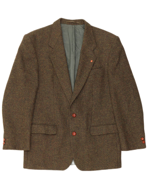VINTAGE Veste Blazer 2 Boutons Homme UK 38 Kaki Moyen Moucheté