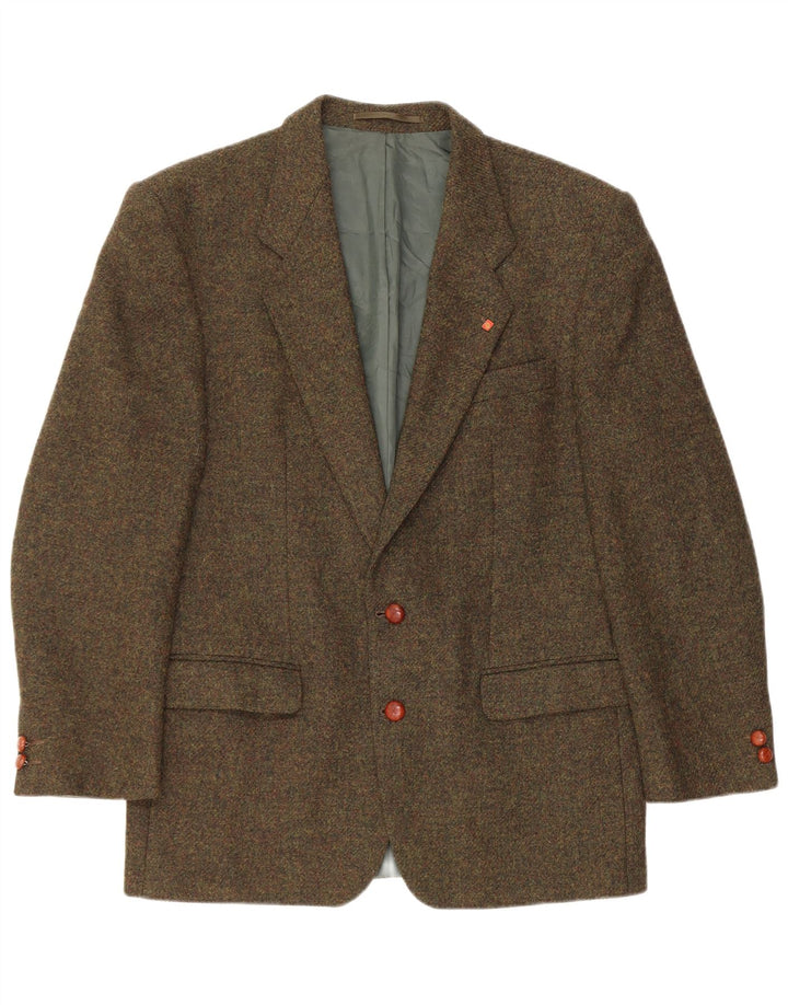 VINTAGE Veste Blazer 2 Boutons Homme UK 38 Kaki Moyen Moucheté