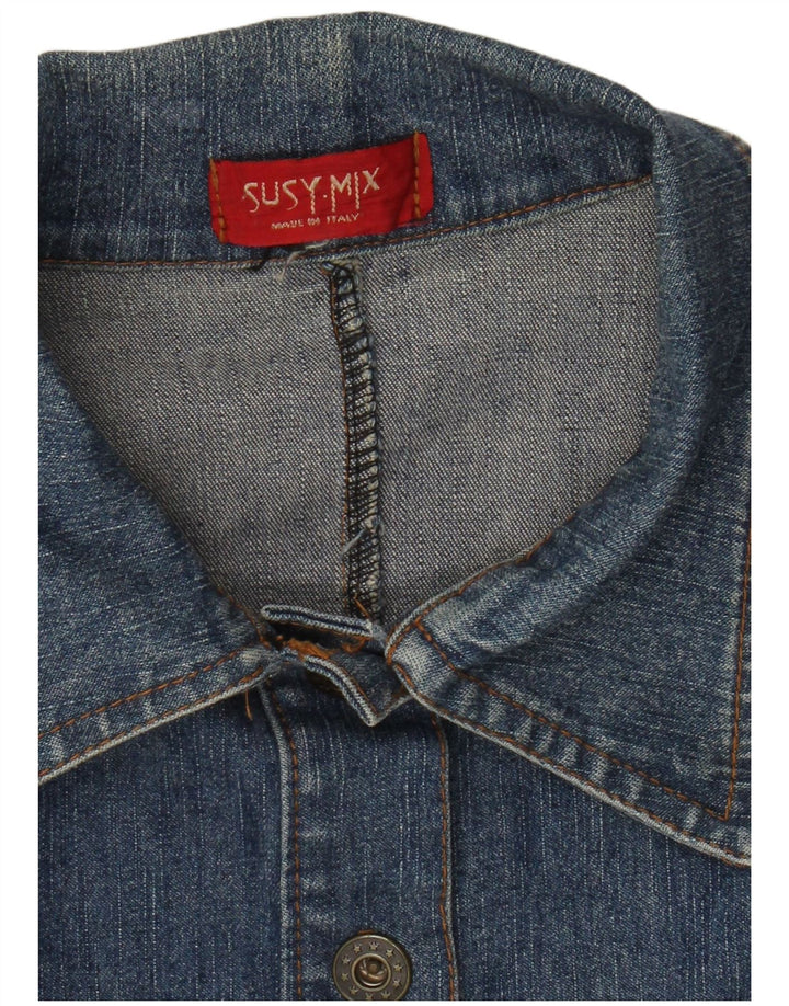 Susy Mix Trench-coat en jean pour femme UK 10 Petit Bleu