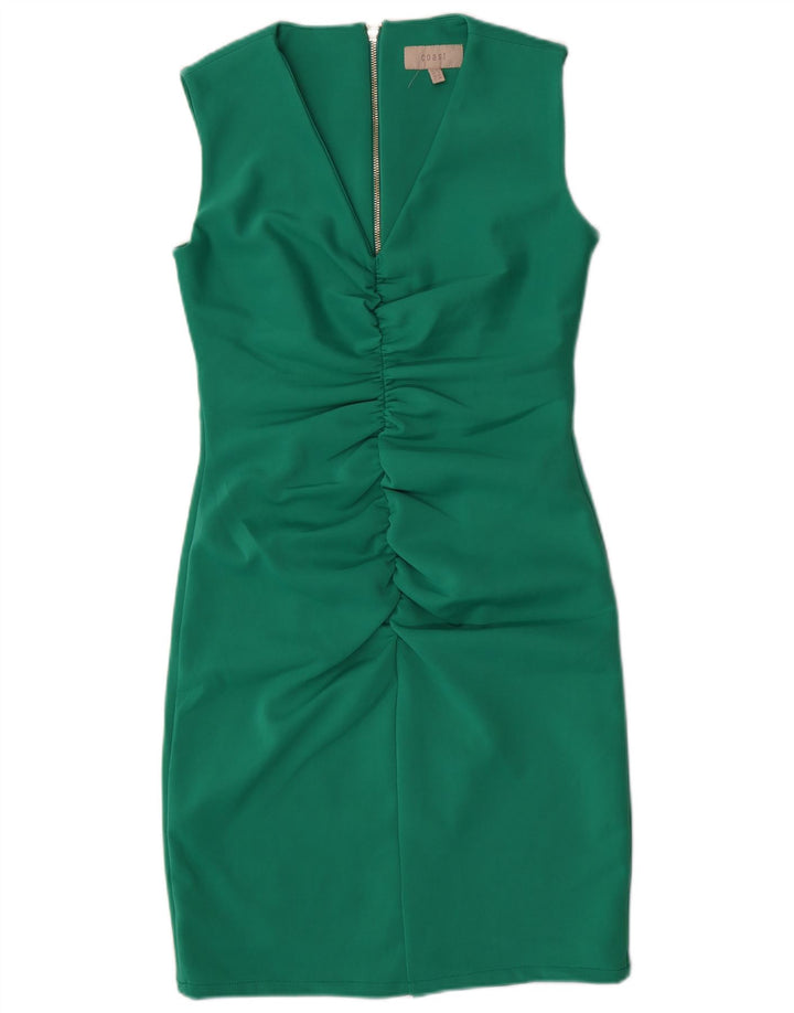 Coast Robe moulante sans manches avec fermeture éclair intégrale pour femme UK 42 Vert moyen Polyester