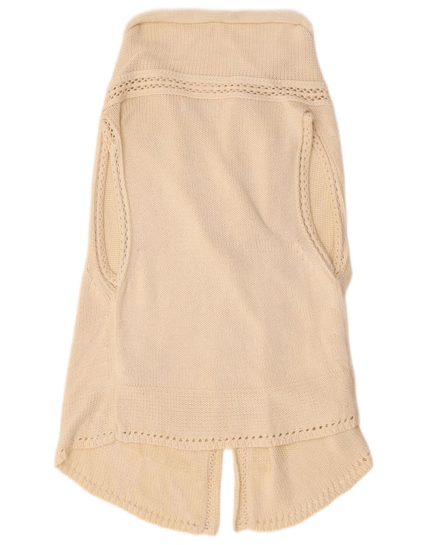 Zara Cardigan ouvert sans manches pour femme UK 14 en coton beige moyen