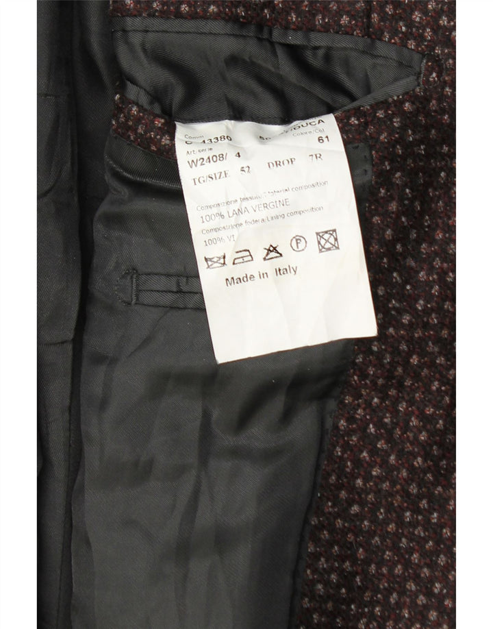 Al Duca D'Aosta Veste Blazer 3 Boutons Homme IT 52 XL Bordeaux Moucheté
