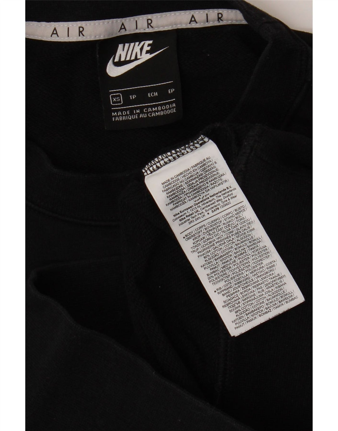 NIKE Femmes Crop Graphic Sweatshirt Jumper UK 6 XS Noir Coton