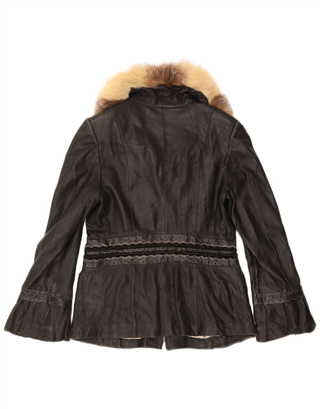 Veste en cuir femme vintage UK 12 Noir Moyen