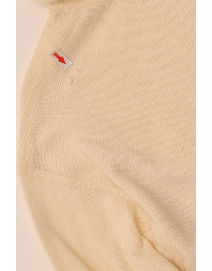 vintage Mens Roll Neck Jumper Pull IT 48 Moyen Off White Polyacrylique