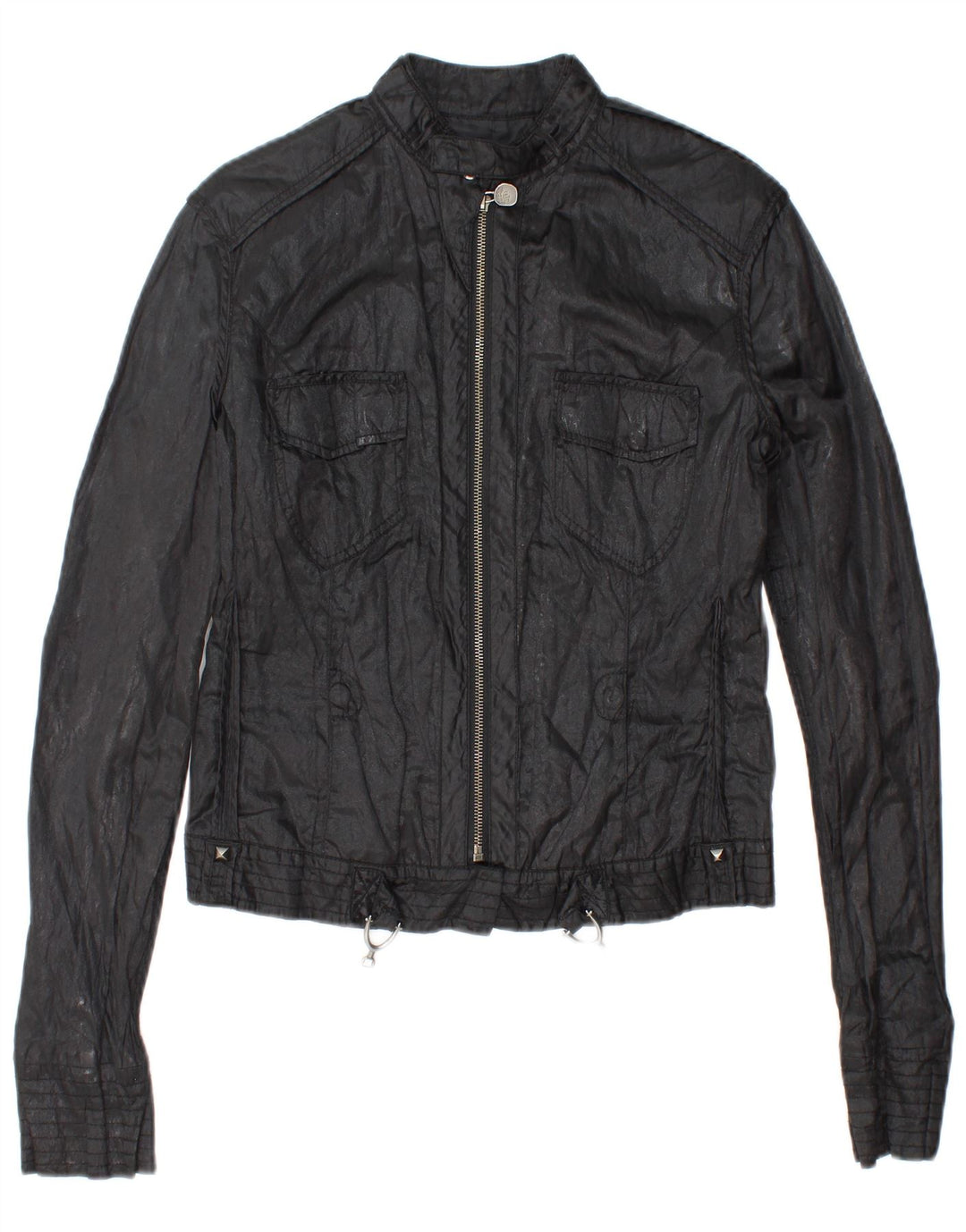 GUESS Veste utilitaire courte pour femme UK 14 Grand coton noir