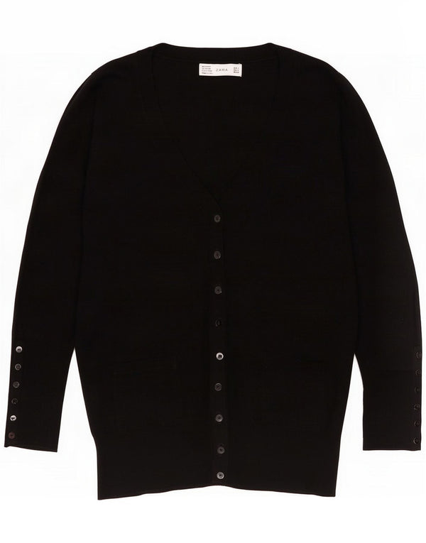 Zara Cardigan Femme Pull UK 16 Large Noir Viscose