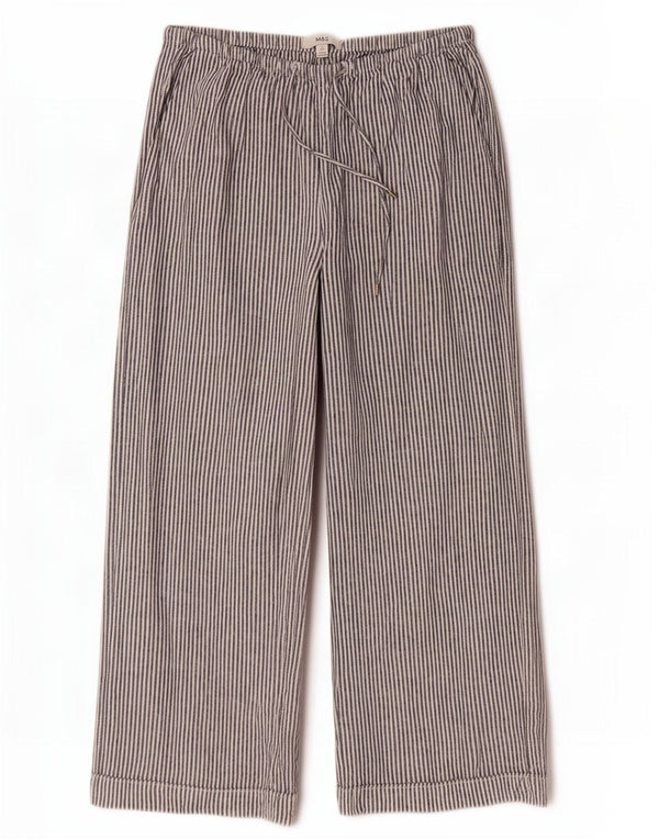 Marks & Spencer Pantalon décontracté taille haute pour femme UK 16 Large W32 L26 Gris