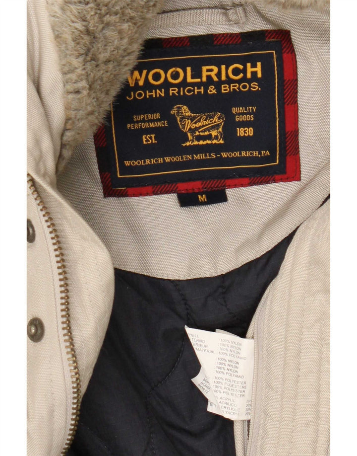 Woolrich Veste Bomber à Capuche Homme UK 38 Nylon Beige Moyen