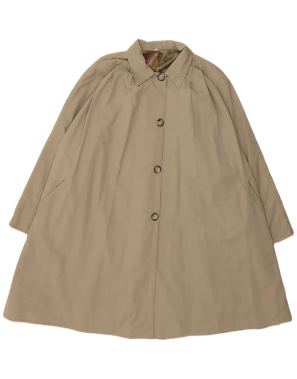 vintage Femmes Oversize Trench Coat UK 10 Petit Coton Beige