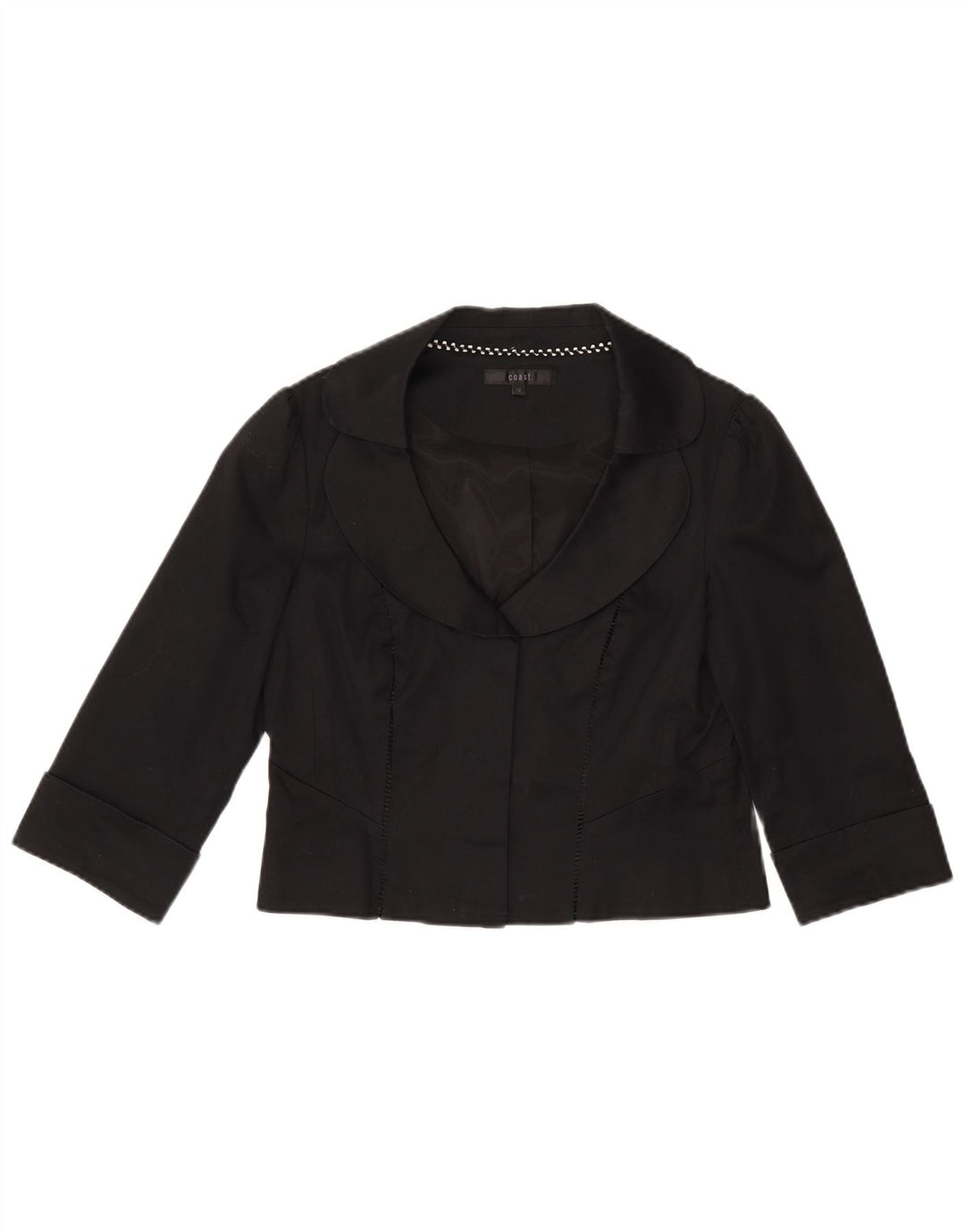 Coast Veste boléro à manches 3/4 pour femme UK 12 en coton noir moyen
