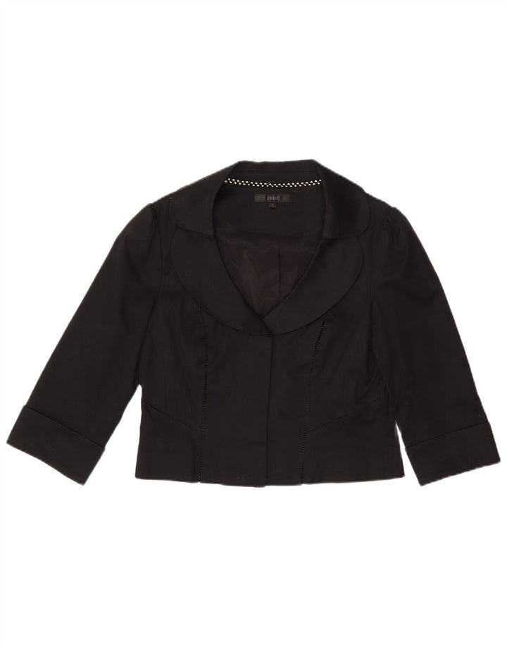 Coast Veste boléro à manches 3/4 pour femme UK 12 en coton noir moyen