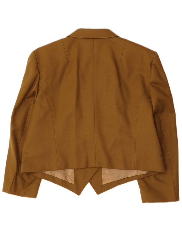 vintage Femmes 3/4 Manches Double Breasted Bolero Veste IT 46 Grand Kaki