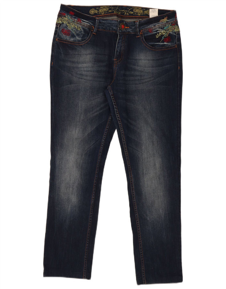 Desigual Jean Slim Graphique W34 L29 Bleu Marine Polyester Femme