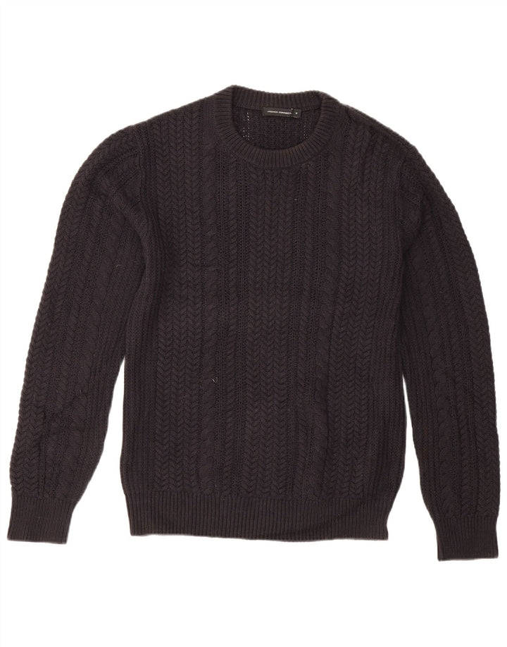 French Connection Pull col rond homme en coton bleu marine petit