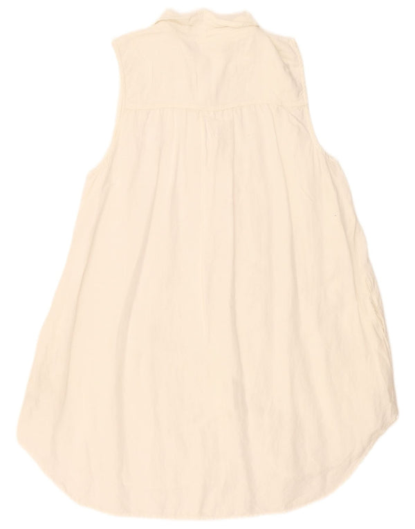 Fat Face Robe chemise sans manches pour femme UK 18 XL Viscose blanche