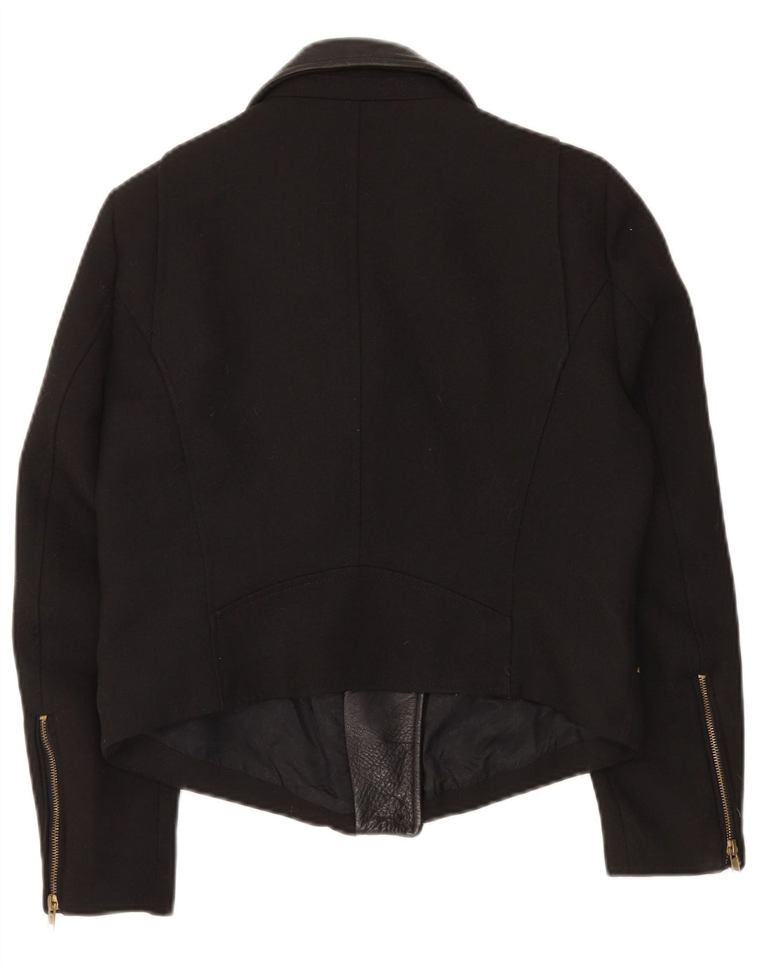 ZARA Veste de motard courte pour femme UK 14 Large Noir