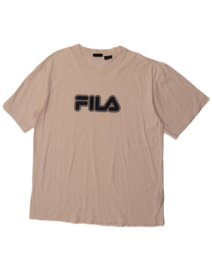 FILA T-Shirt Graphique Homme Top XL Blanc Coton