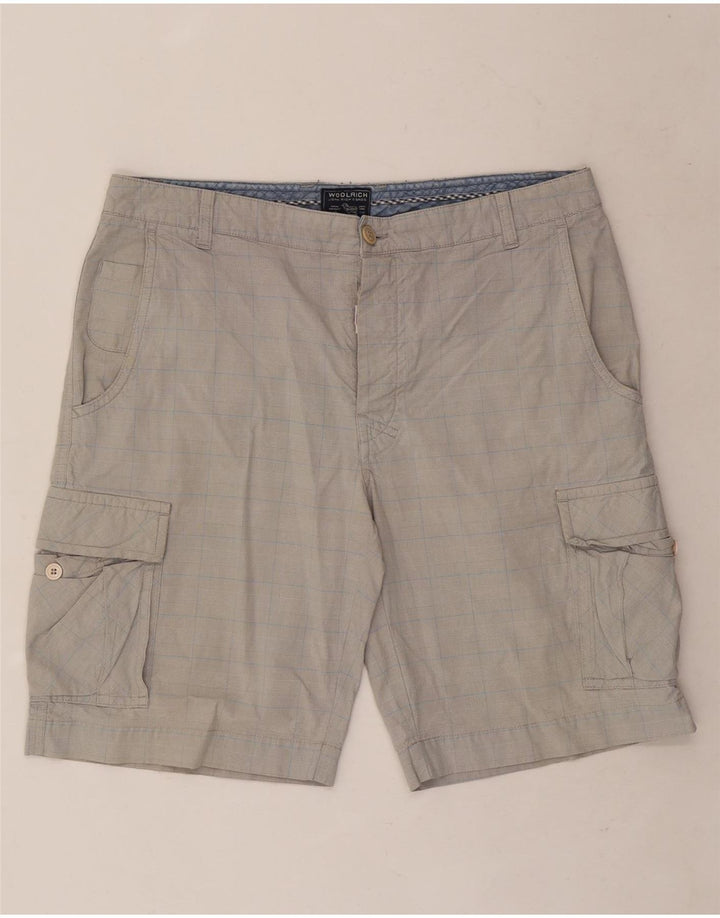 Woolrich Short Cargo Homme W34 Grand Carreau Gris