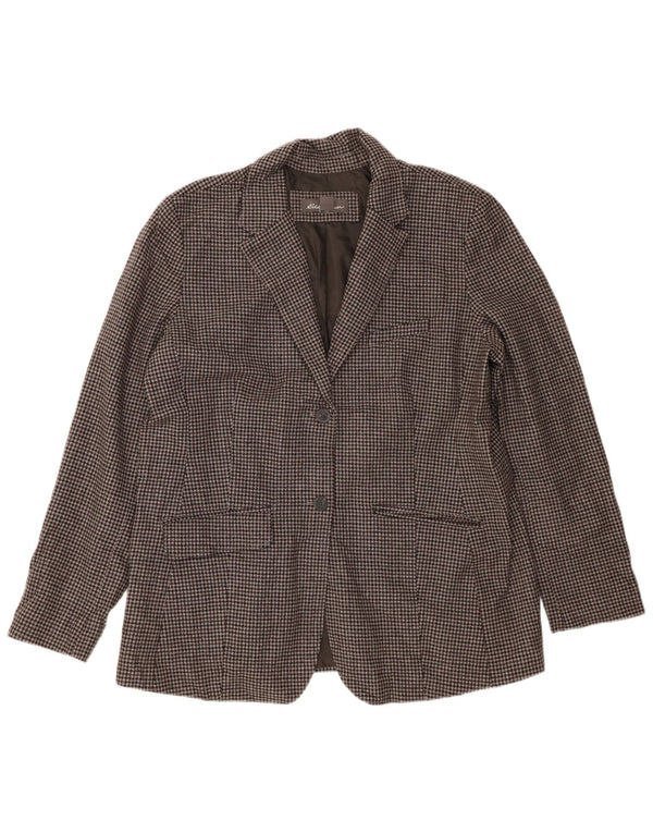 Eddie Bauer Veste blazer à 2 boutons pour femme US 20 2XL Gris pied-de-poule en laine