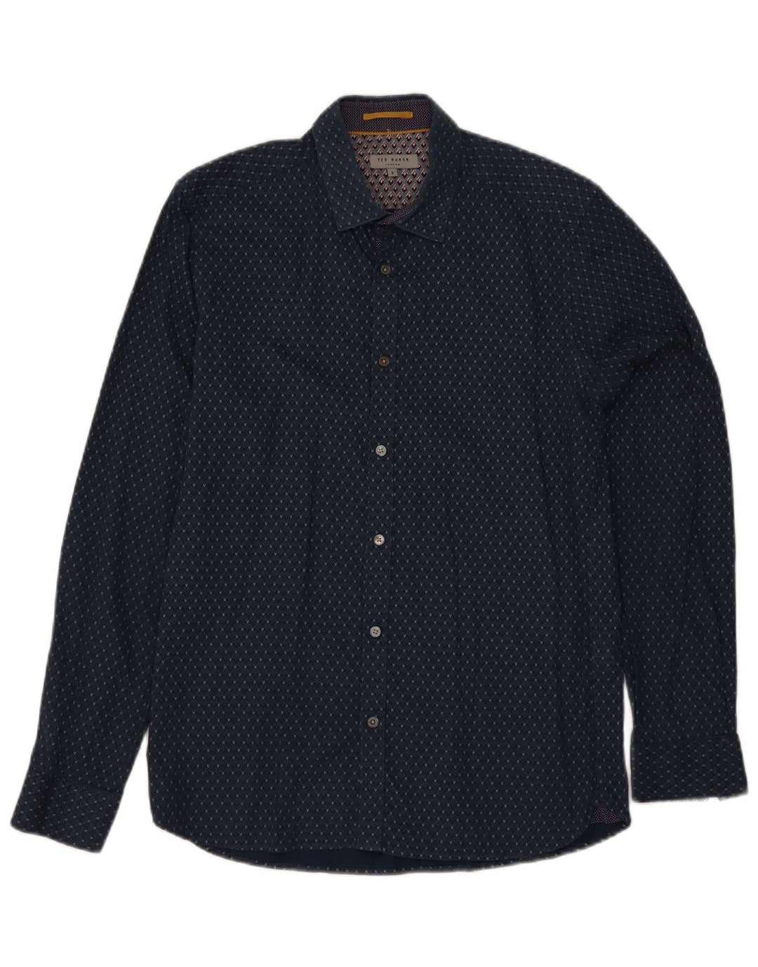 Ted Baker Chemise Homme Taille 3 Coton Floral Bleu Marine Moyen