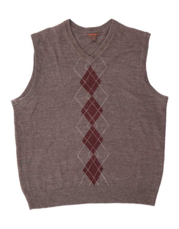 DOCKERS Mens Vest Tank Top XL Grey Argyle/Diamond Acrylic
