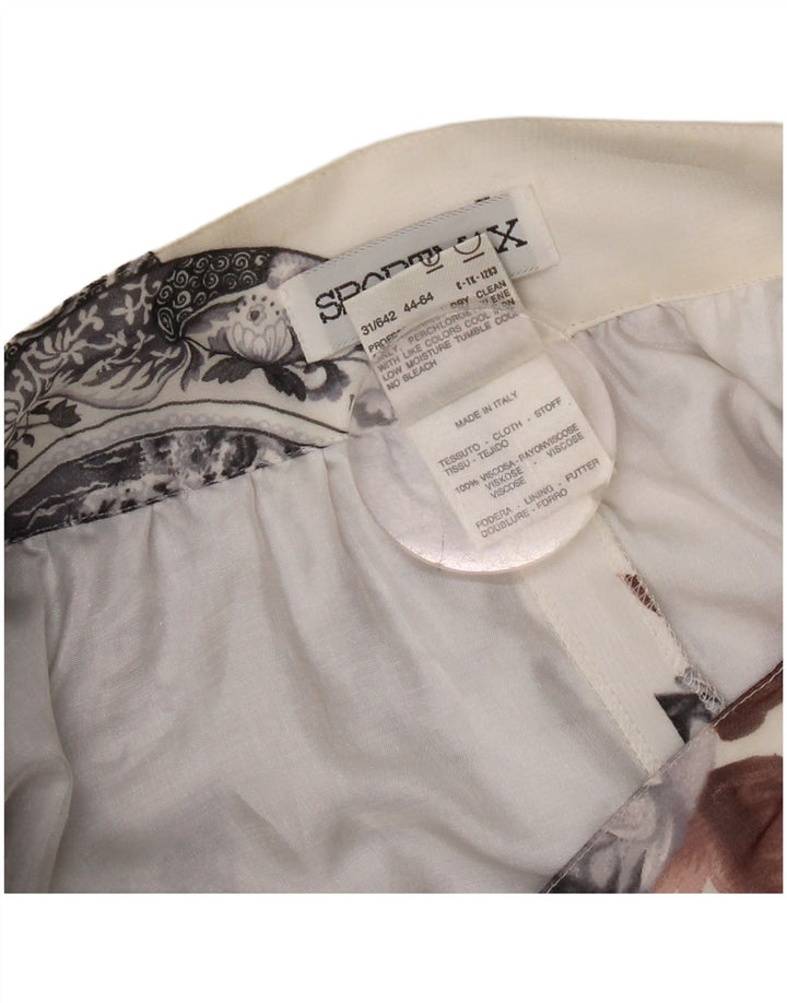 Sportmax Mini jupe évasée à motif abstrait pour femme UK 14 Medium W28 Blanc