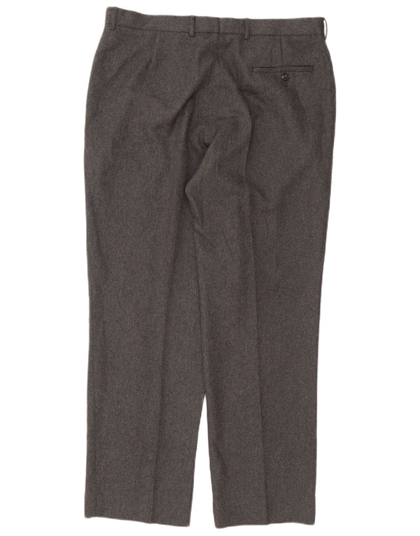 Marks & Spencer Pantalon de Costume Droit Homme W36 L31 Gris Polyester