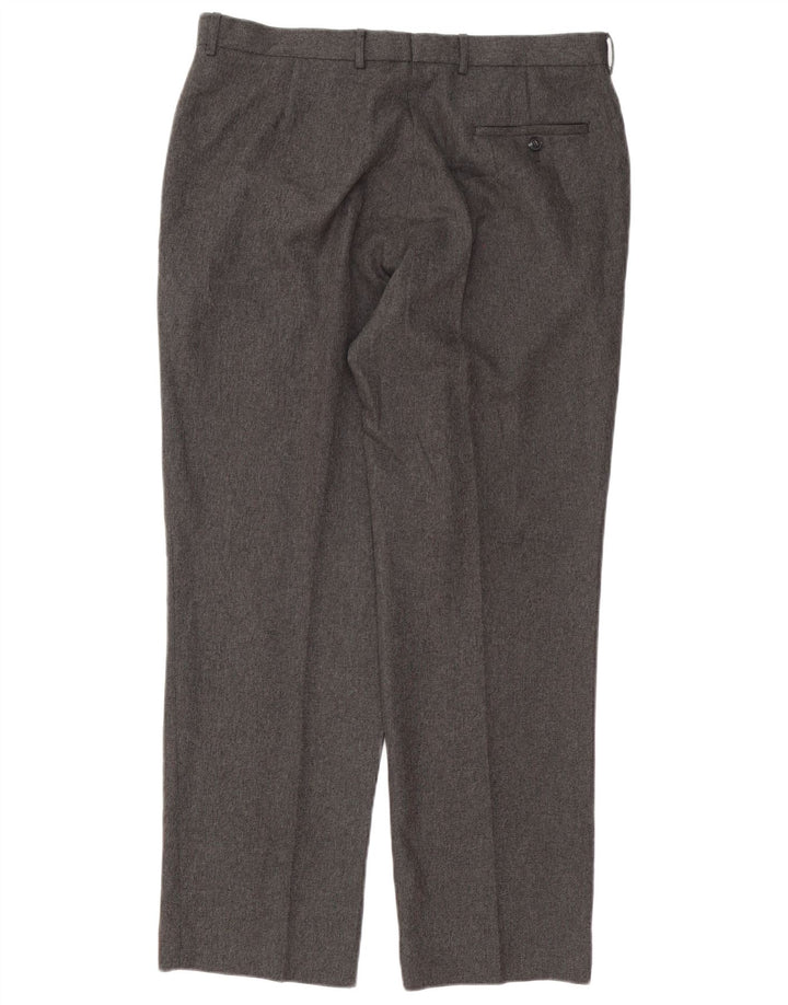 Marks & Spencer Pantalon de Costume Droit Homme W36 L31 Gris Polyester