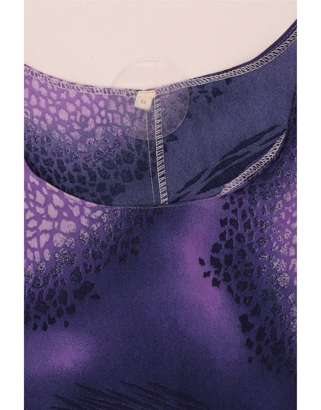 vintage Femme Blouse Sans Manches Top IT 44 Moyen Violet Tacheté