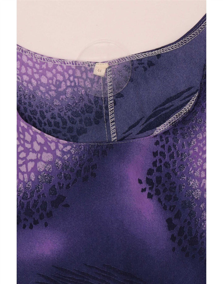 vintage Femme Blouse Sans Manches Top IT 44 Moyen Violet Tacheté