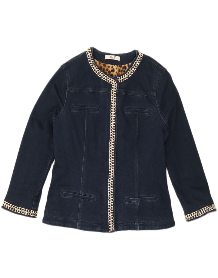 Liu Jo Veste en jean à manches 3/4 pour femme UK 10 Small Bleu marine
