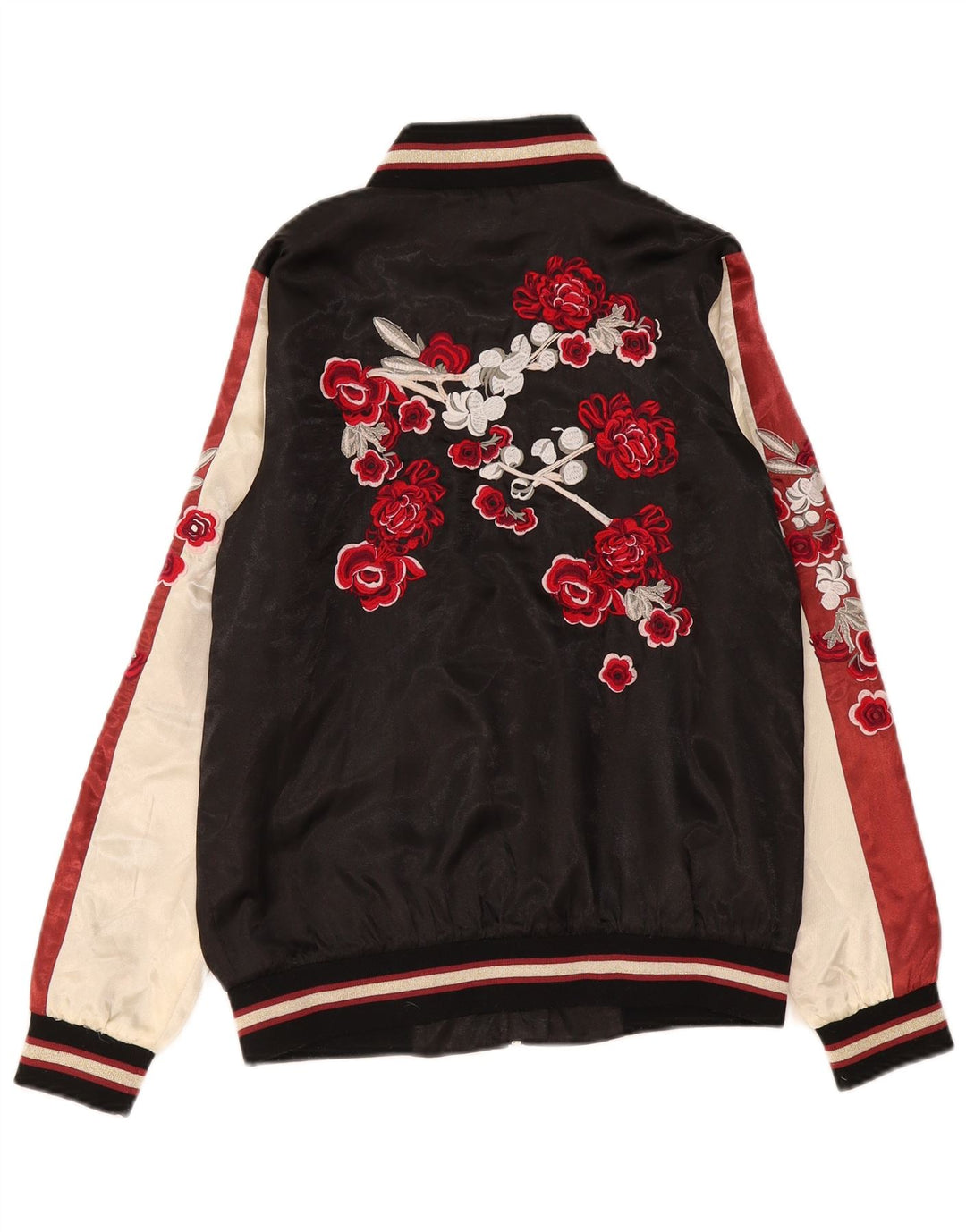 Biba Womens Graphic Bomber Jacket UK 8 Petit Noir Floral Polyester