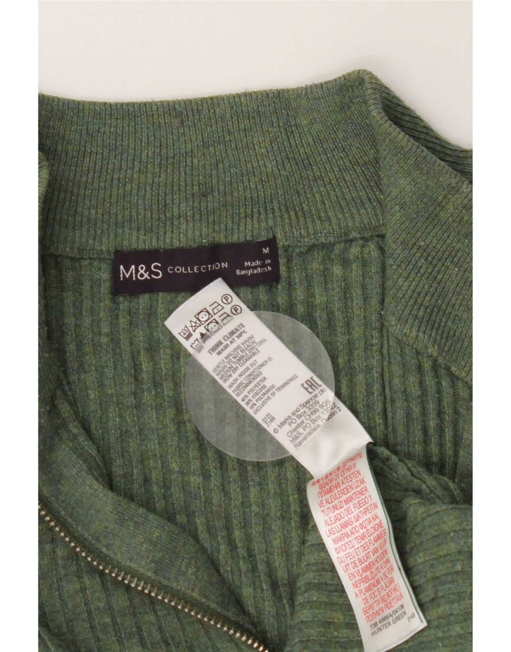 Marks & Spencer Pull à col zippé pour femme UK 14 Polyester vert moyen
