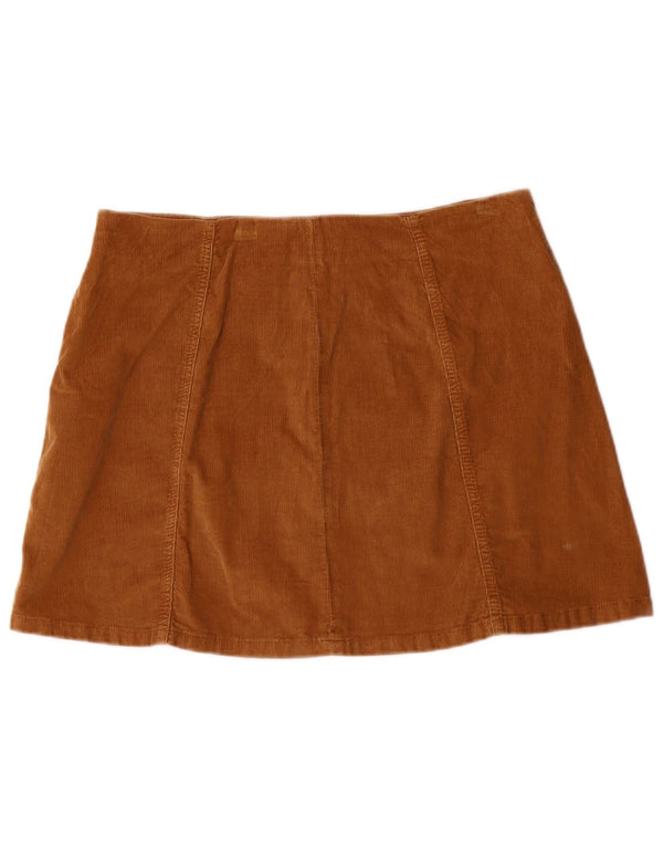 Superdry Femme Taille Basse Mini Jupe En Velours Côtelé Large W34 Coton Marron
