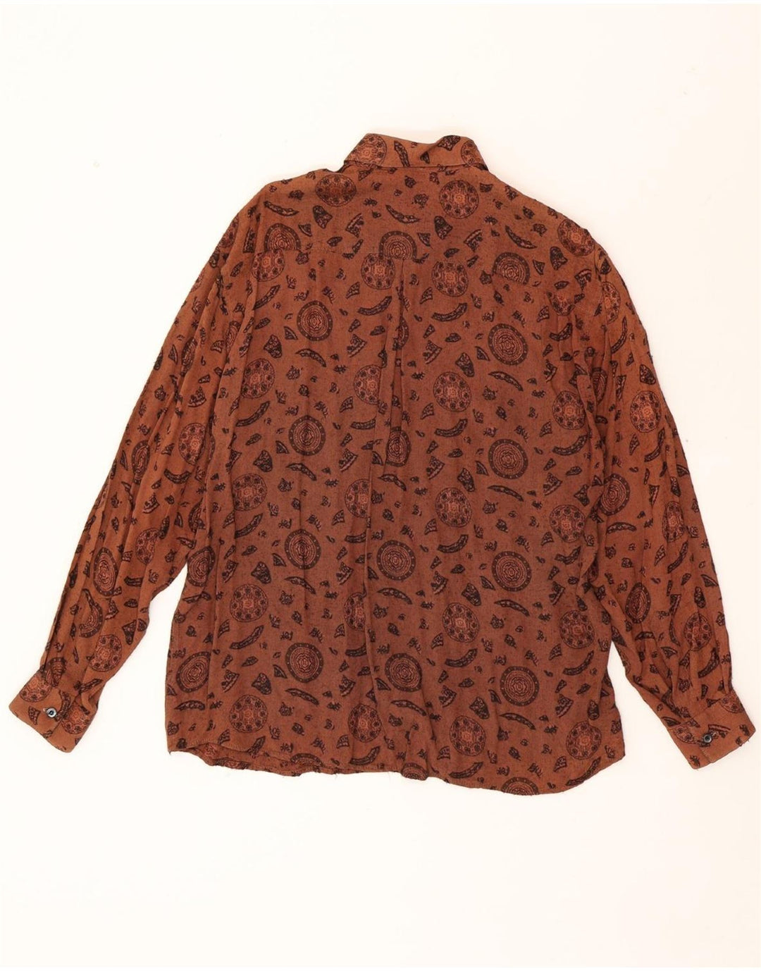 VINTAGE Mens Shirt Small Brown Geometric Acetate Vintage Vintage and Second-Hand Vintage from Messina Hembry 