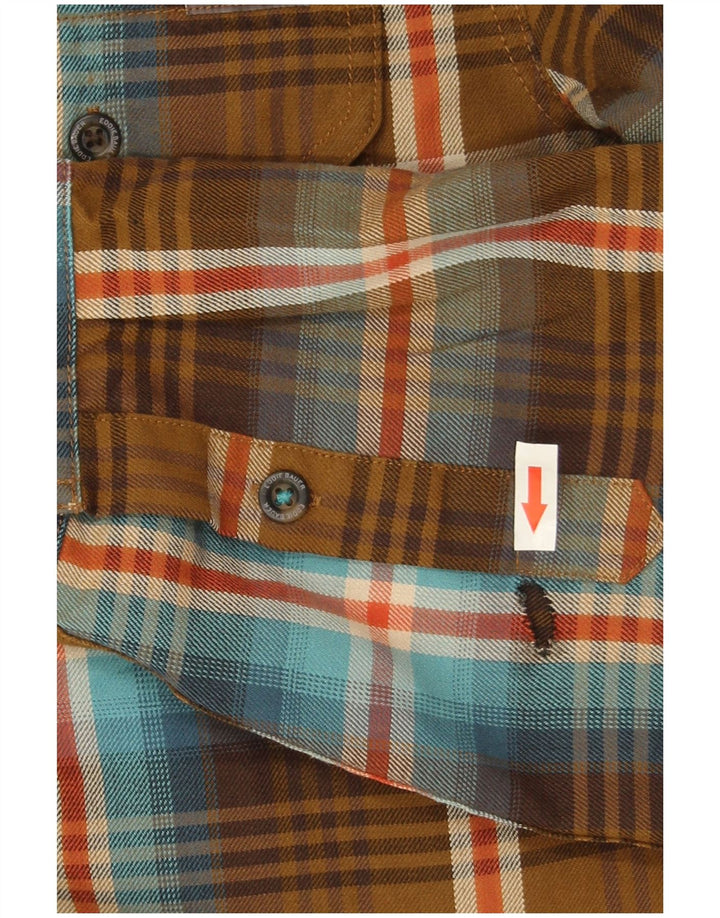 Eddie Bauer Chemise haute en flanelle pour homme, coupe classique, grand carreaux marron, polyester