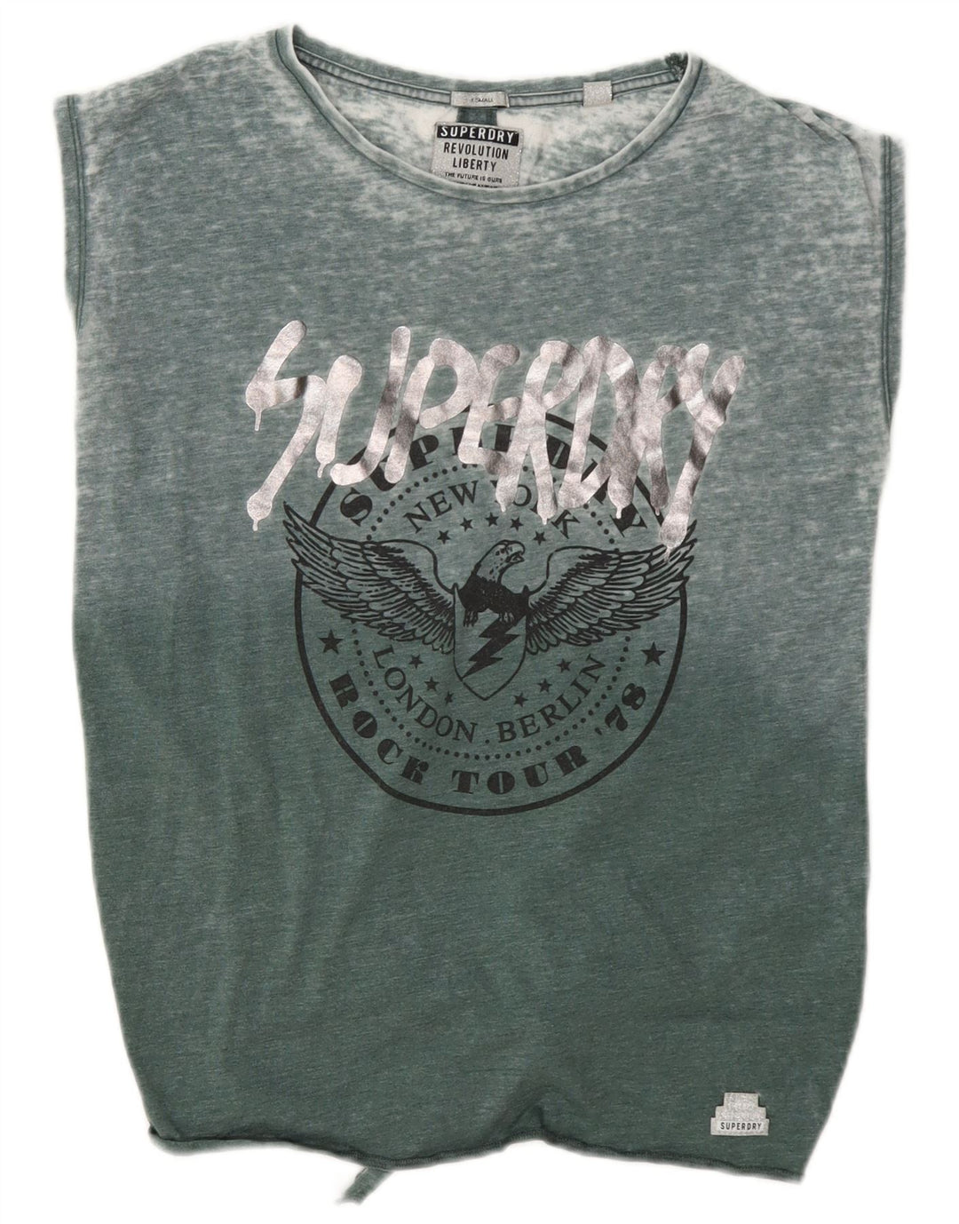 Superdry Débardeur graphique surdimensionné pour femme UK 8 Small Vert Coton