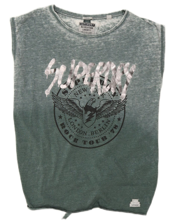 Superdry Débardeur graphique surdimensionné pour femme UK 8 Small Vert Coton