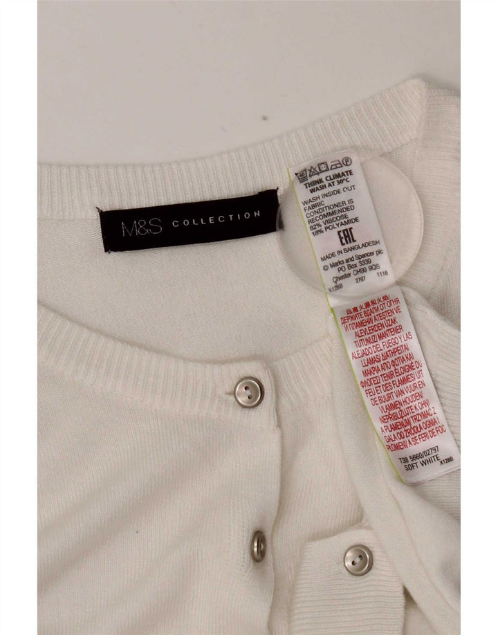 Marks & Spencer Pull cardigan court pour femme UK 12 Viscose blanc moyen